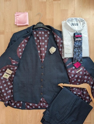 Skopes piece navy check suit - skopes,