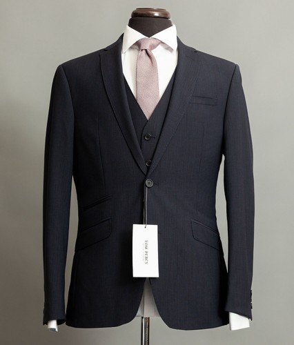 Mens navy pinstripe wool - navy,