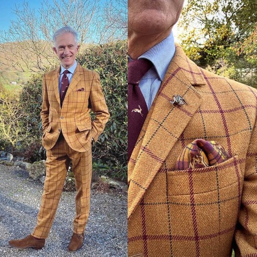 New men plaid tweed - plaid,