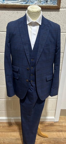 Blue check piece suit - blue, 3-piece