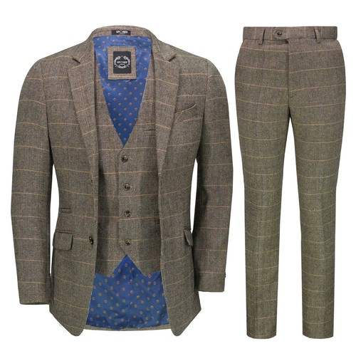 Mens piece tweed suit - tweed,