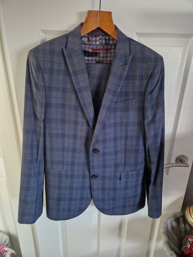 Mens blue checked piece - piece, suit