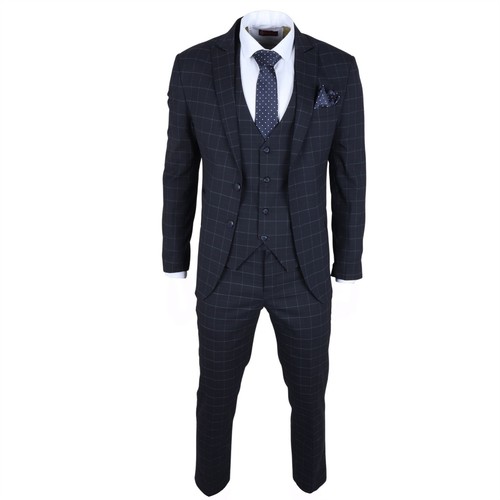 Men navy checked - 3, piece