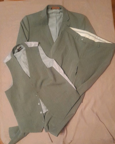 Men three piece suit - three-piece, sage